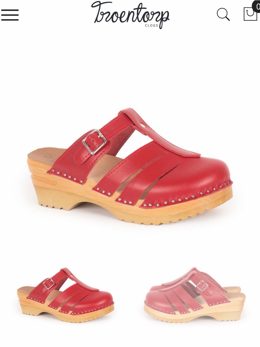 Troentorp Red Leather Mary Jane Clogs for Women